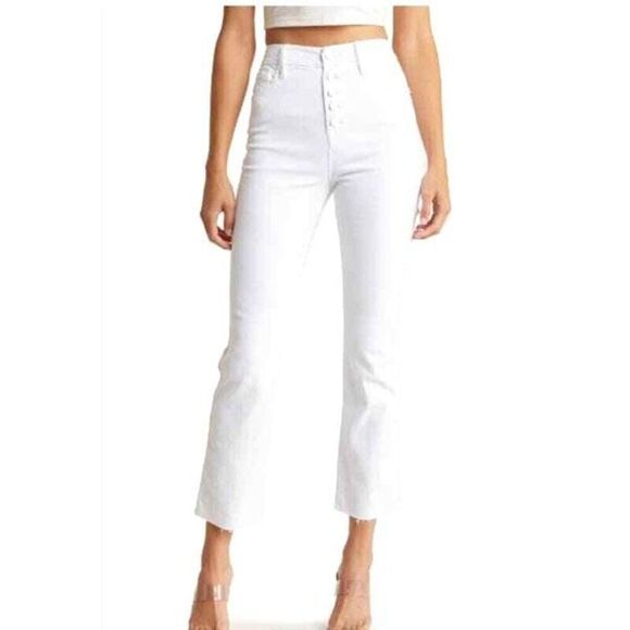 Good American Good Curve Cropped Button Fly Straight Leg Jeans - Picture 1 of 12